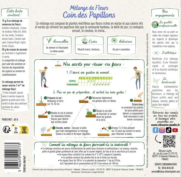Mélanges de fleurs - Coin Papillons - 7 m² - Mélange de fleurs - MEDIA_PACKAGING_VERSO